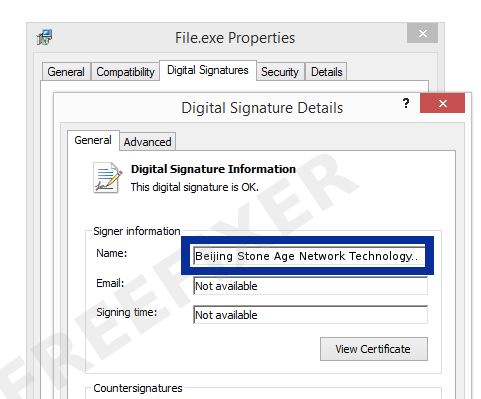 Screenshot of the Beijing Stone Age Network Technology Limited Company certificate
